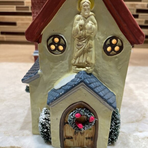 Vintage Dickensville Porcelain Lighted House Church NOMA Christmas Village 1994 - Picture 4 of 14